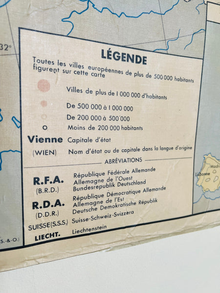 Carte scolaire vintage Europe politique et agricole - La Maison des Instituteurs - 1970