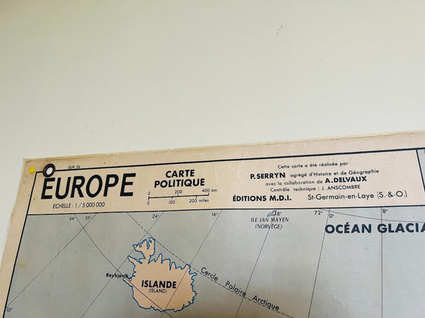 Carte scolaire vintage Europe politique et agricole - La Maison des Instituteurs - 1970