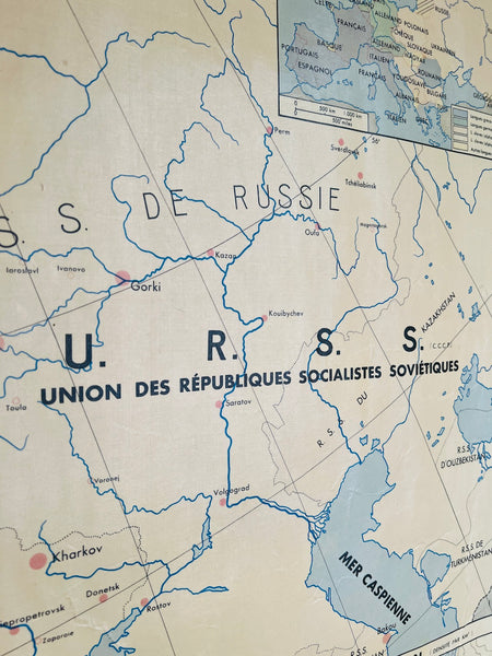 Carte scolaire vintage Europe politique et agricole - La Maison des Instituteurs - 1970