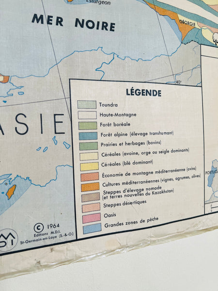 Carte scolaire vintage Europe politique et agricole - La Maison des Instituteurs - 1970