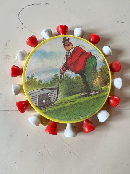 Set de tees humoristique de golf vintage par Golfmate Produts Ltd - England - 80's