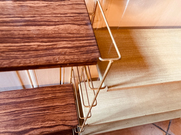 Double étagère modulaire et murale métallique vintage string - Années 60