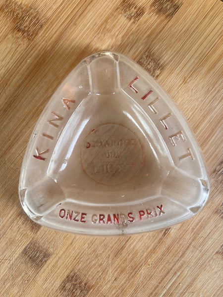Cendrier vintage Kina Lillet en verre givré