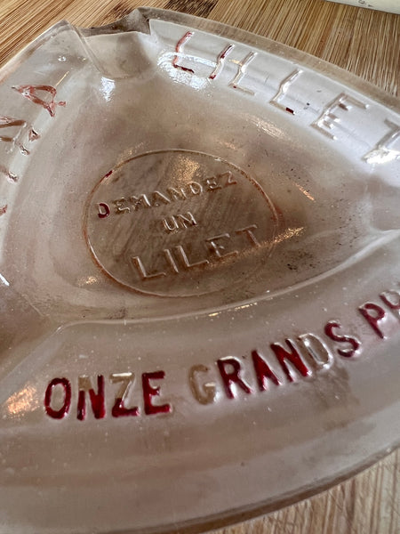 Cendrier vintage Kina Lillet en verre givré