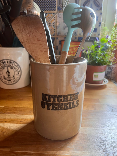 Pot à ustensiles de cuisine vintage en grès Kitchen Utensils - Pearsons of Chesterfield - England