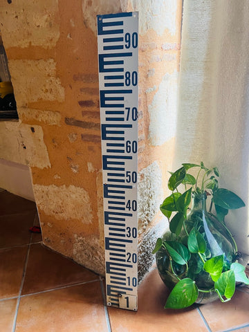 Plaque émaillée vintage échelle de crue de 0 à 1 mètre