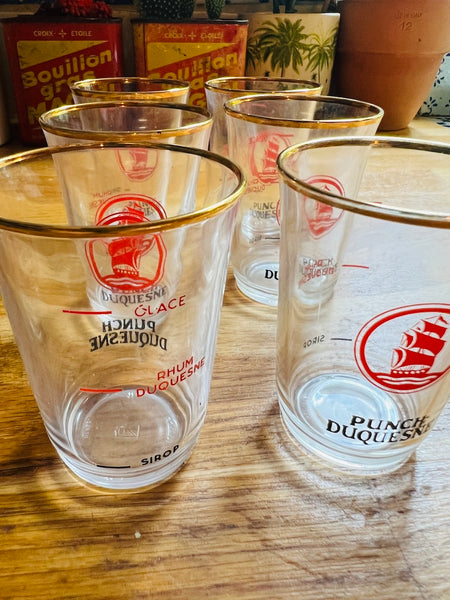 6 verres vintages gradués à punch Duquesne