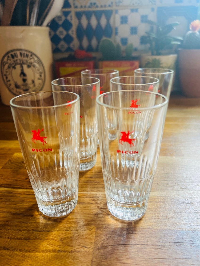 Lot de 6 verres vintages Picon - Années 60/70
