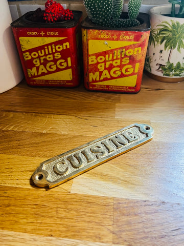 Plaque décorative de porte en laiton "Cuisine"