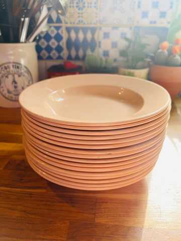 Assiettes Blanches liseré Rose Gold 23 cm en plastique - Dragées Anahita