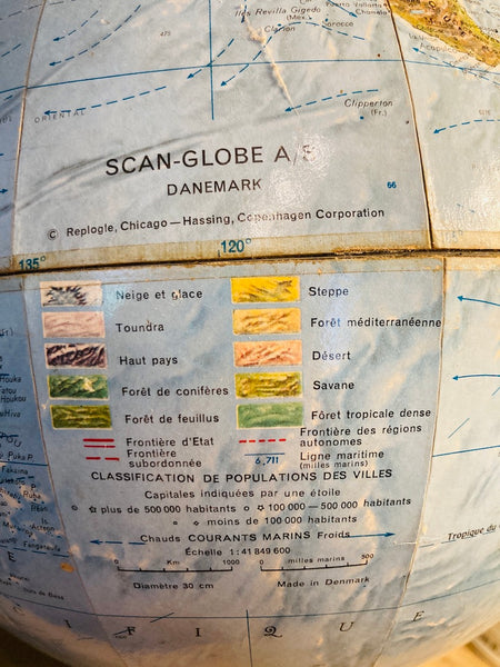 Globe-terrestre / Mappemonde Scan-Globe A/S Danemark - Années 60