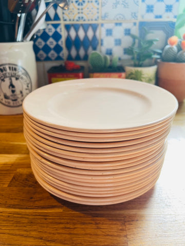 Assiettes Blanches liseré Rose Gold 23 cm en plastique - Dragées Anahita