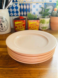 Assiette plate en faïence vintage rose poudré Digoin Sarreguemines - FF France (à l'unité)