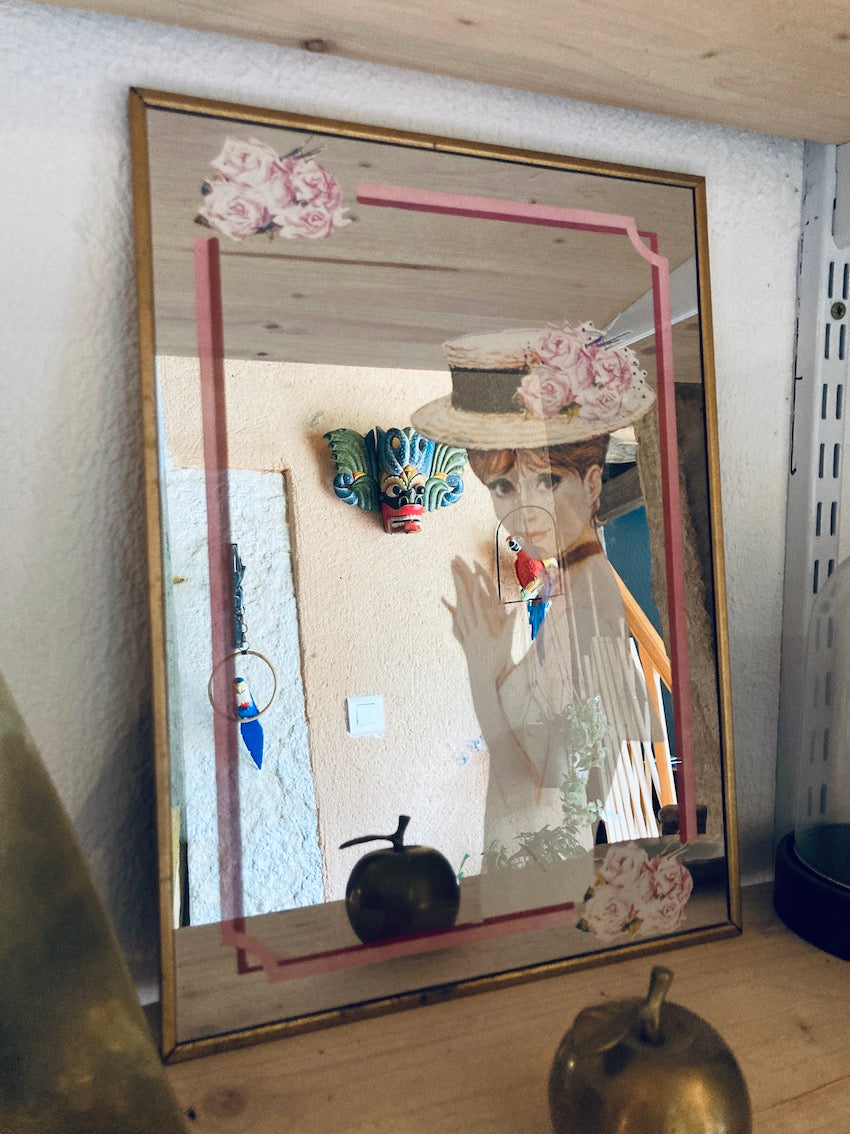 Miroir vintage rectangulaire années folles - 1970