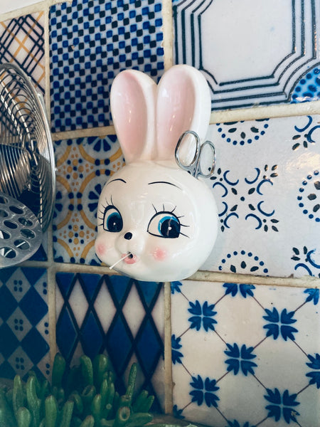 Dévidoir lapin à ficelle de cuisine en céramique vintage