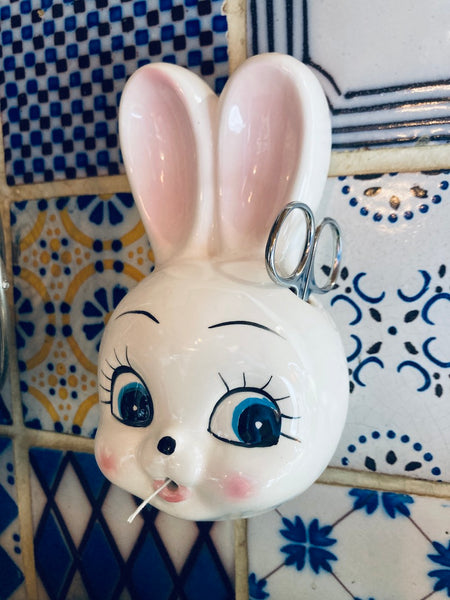 Dévidoir lapin à ficelle de cuisine en céramique vintage