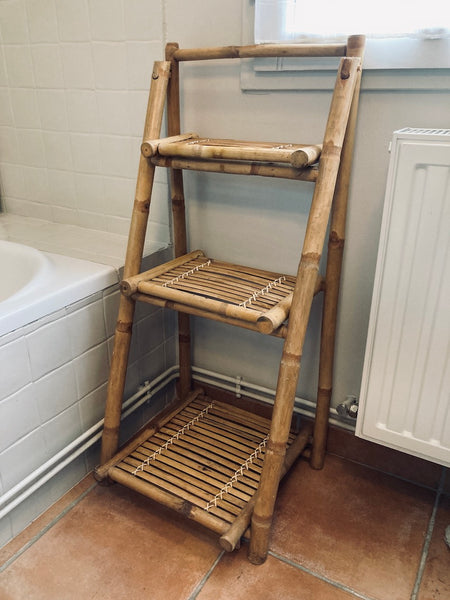 Etagère échelle / escalier vintage en bambou