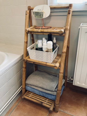Etagère échelle / escalier vintage en bambou
