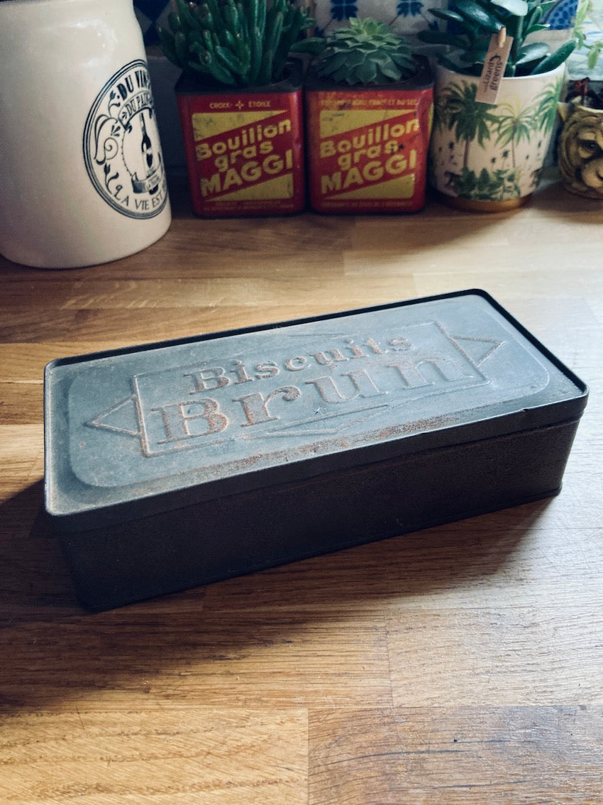 Boite métallique vintage Biscuits Brun - Années 50