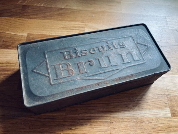 Boite métallique vintage Biscuits Brun - Années 50