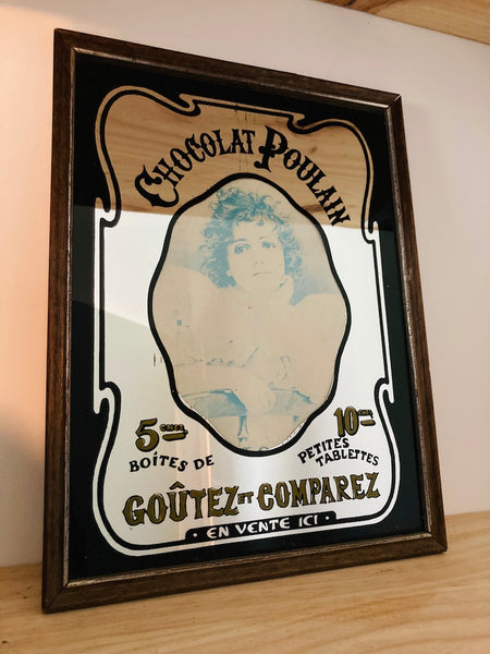 Miroir publicitaire vintage chocolat Poulain