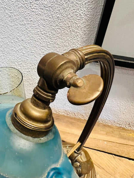 Lampe de table vintage art nouveau en bronze et verre - Années 30/40