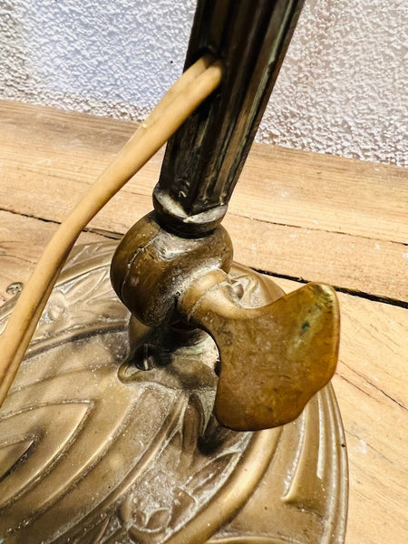 Lampe de table vintage art nouveau en bronze et verre - Années 30/40