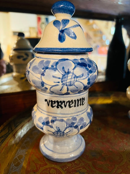 3 pots d'herboriste / à tisane vintages en faïence