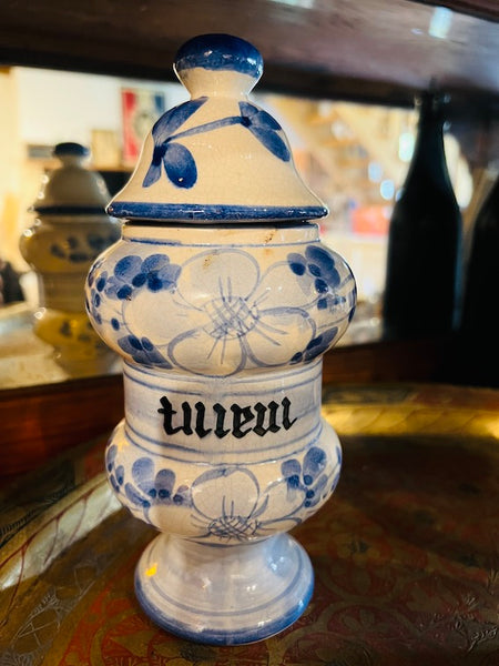 3 pots d'herboriste / à tisane vintages en faïence