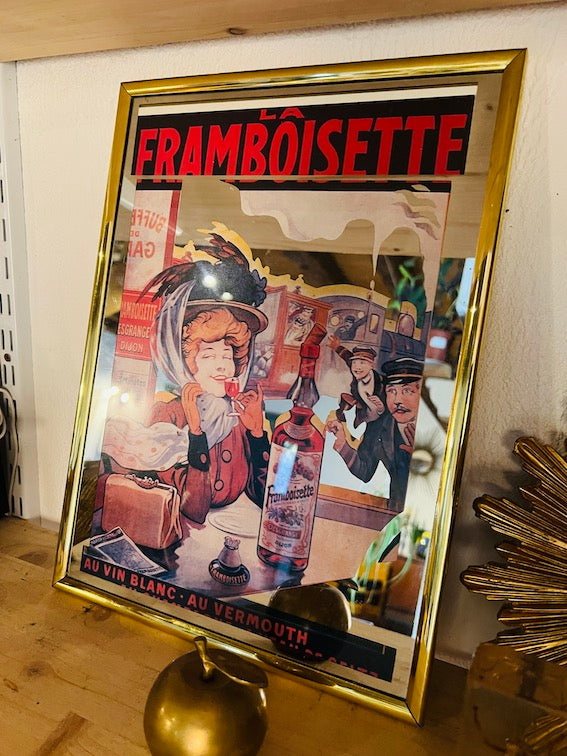 Cadre miroir publicitaire vintage La Framboisette
