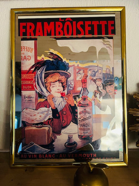 Cadre miroir publicitaire vintage La Framboisette