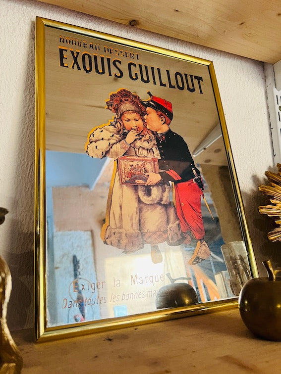 Cadre miroir publicitaire vintage Exquis Guillout