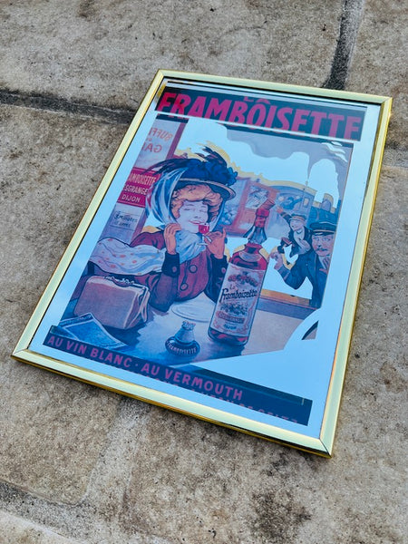 Cadre miroir publicitaire vintage La Framboisette