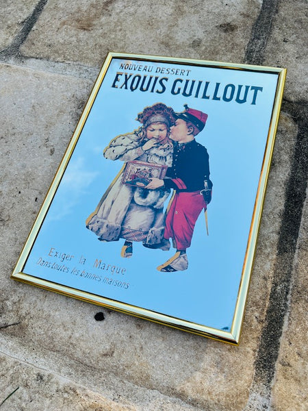 Cadre miroir publicitaire vintage Exquis Guillout