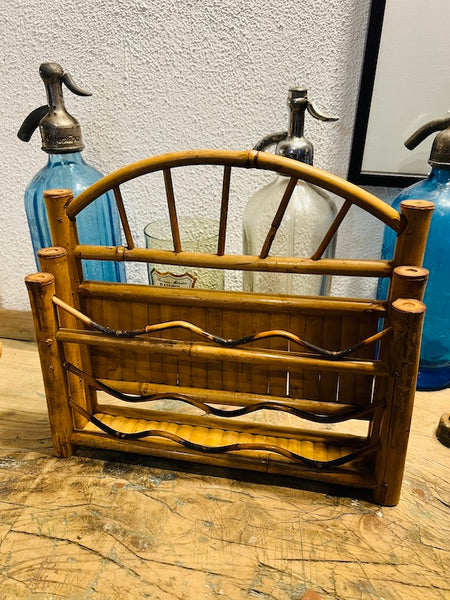 Porte-lettres / courrier de bureau vintage en bambou