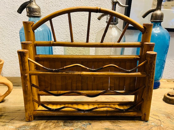 Porte-lettres / courrier de bureau vintage en bambou
