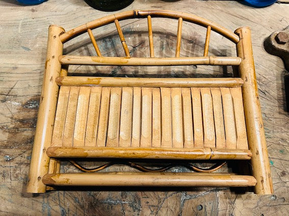 Porte-lettres / courrier de bureau vintage en bambou