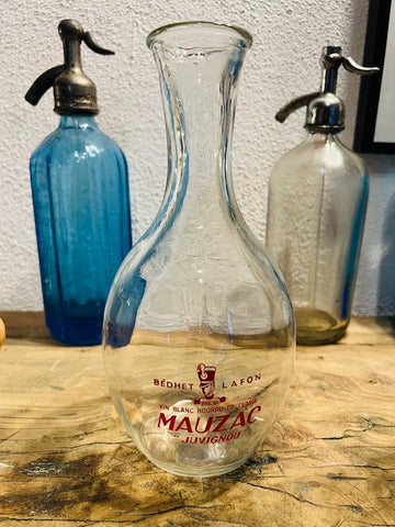 Pichet / bouteille vintage en verre vin blanc bourru Mauzac "Juvignou"