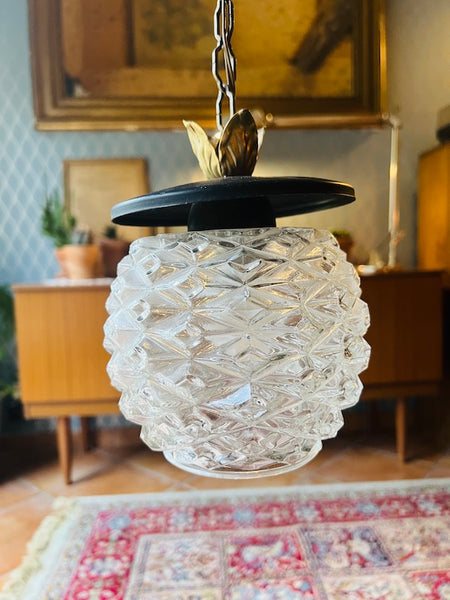 Suspension vintage ananas métal et verre