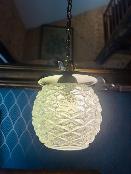 Suspension vintage ananas métal et verre