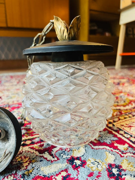 Suspension vintage ananas métal et verre