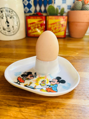 Coquetier vintage Mickey et Minnie en mélamine - Ornamine Annecy - Années 60