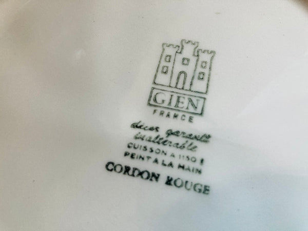 Service vintage à fondue en faïence de Gien France - Années 80