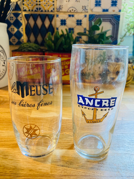 Lot de 8 verres à bière vintages de bistrot