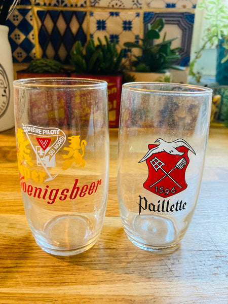 Lot de 8 verres à bière vintages de bistrot
