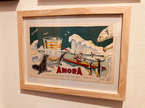 Buvard publicitaire vintage Amora encadré