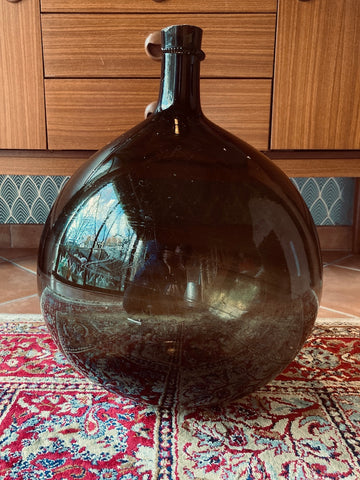 Dame jeanne en verre de 25 litres couleur verte très foncée