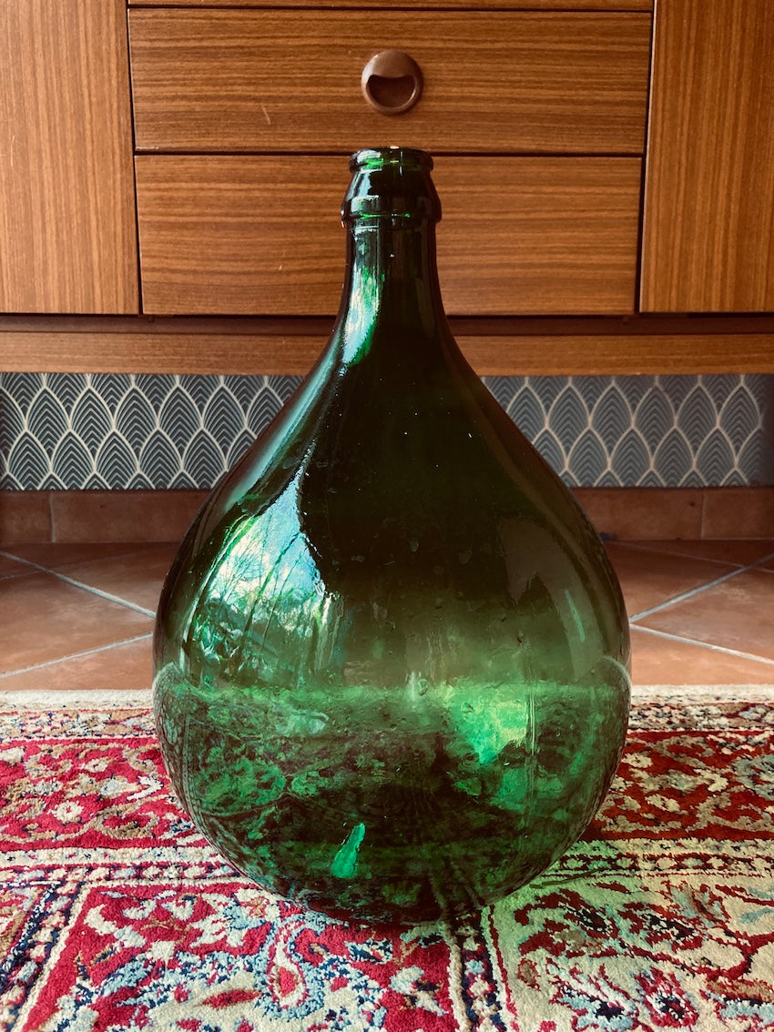 Dame jeanne en verre de 10 litres couleur verte foncée