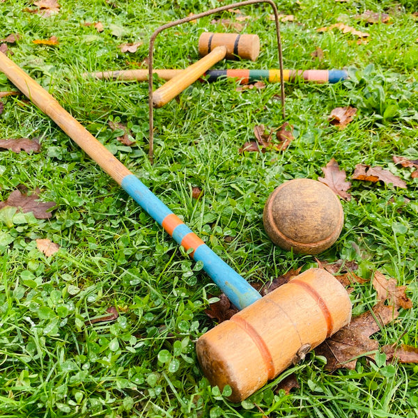 Jeu de croquet vintage en bois 8 joueurs - Début XXième siècle