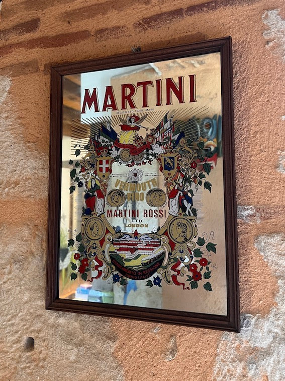 Cadre miroir publicitaire vintage Martini - Années 70/80